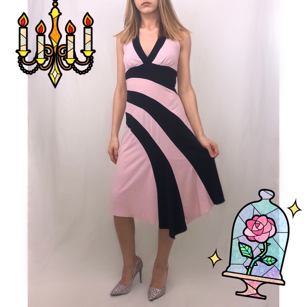 Pink & black asymmetrical dress subtle sparkles